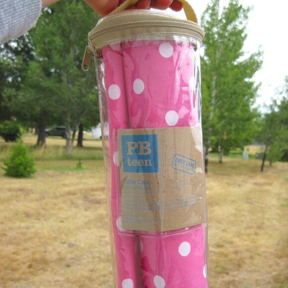 Pottery Barn Teen DOTTIE CASE 2 Pink & White Polka Dot Pillowcases Standard NEW - Picture 1 of 13